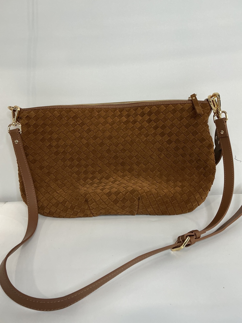Sloane Suede Handwoven Shoulder Bag - Picture 2 of 3